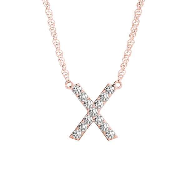 Initial X Pendant, On hand view in rose gold