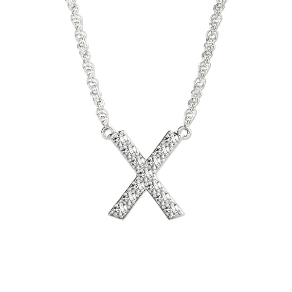 Initial X Pendant, On hand view in white gold or platinum