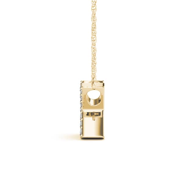 Initial X Pendant, Side view in yellow gold