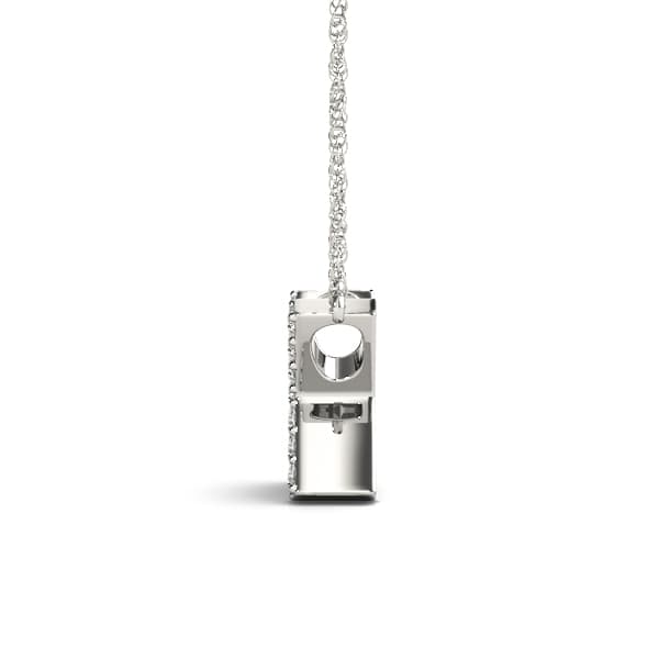 Initial X Pendant, Side view in white gold or platinum