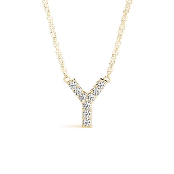 Initial Y Pendant, Front view in yellow gold