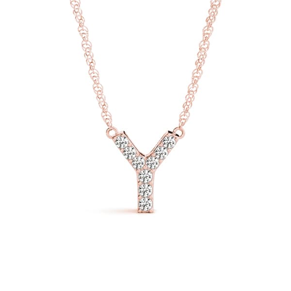Initial Y Pendant, Front view in rose gold