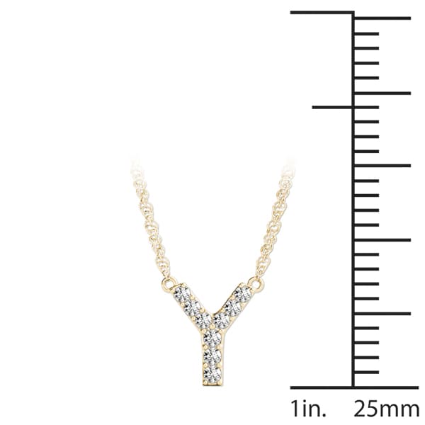 Initial Y Pendant, On hand view in yellow gold