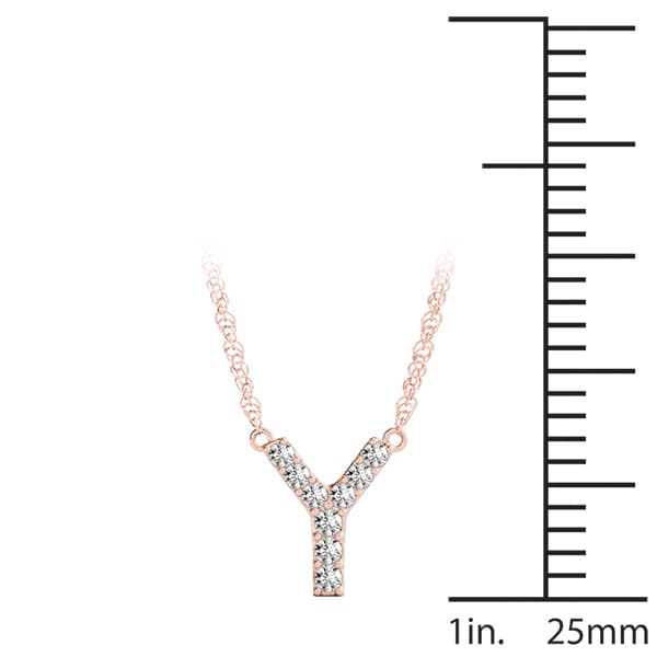 Initial Y Pendant, On hand view in rose gold