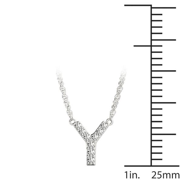 Initial Y Pendant, On hand view in white gold or platinum