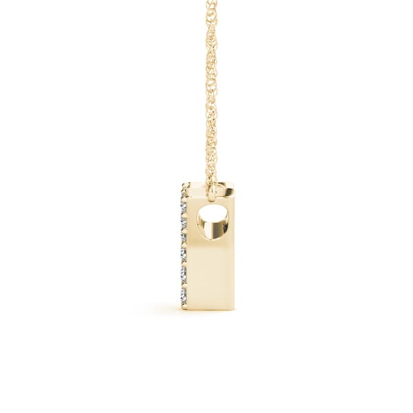 Initial Y Pendant, Side view in yellow gold