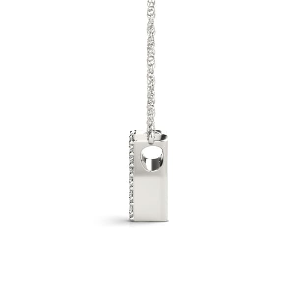 Initial Y Pendant, Side view in white gold or platinum