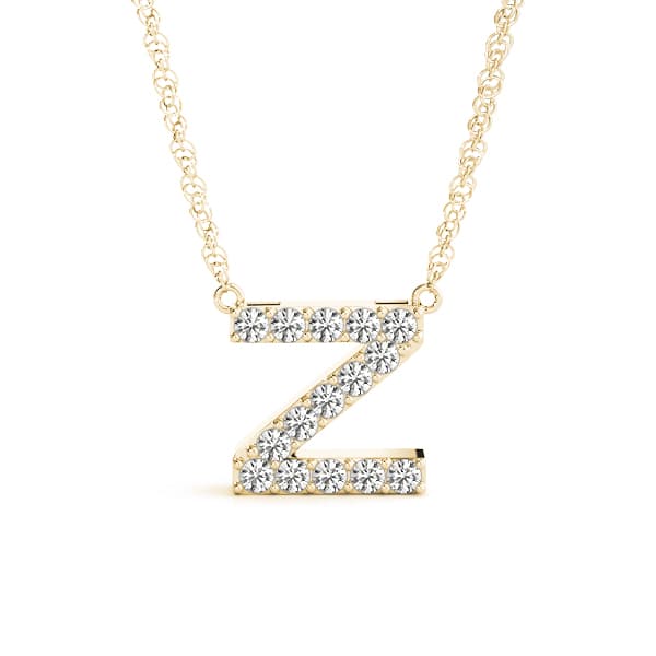 Initial Z Pendant, Front view in yellow gold