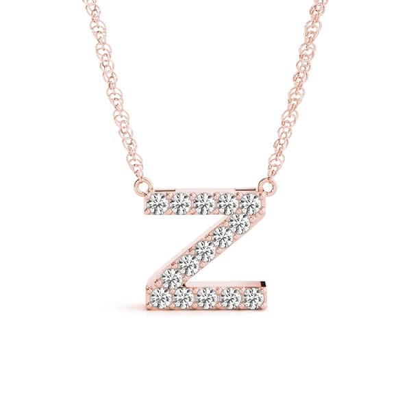 Initial Z Pendant, Front view in rose gold