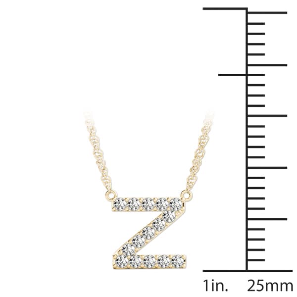 Initial Z Pendant, On hand view in yellow gold