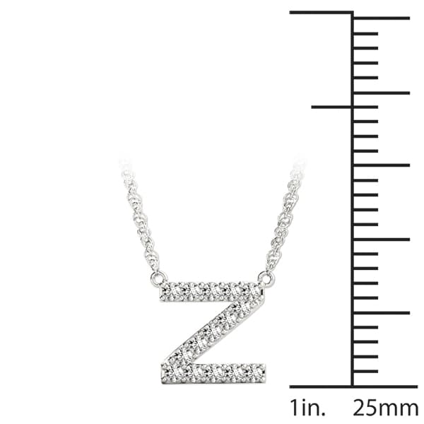 Initial Z Pendant, On hand view in white gold or platinum
