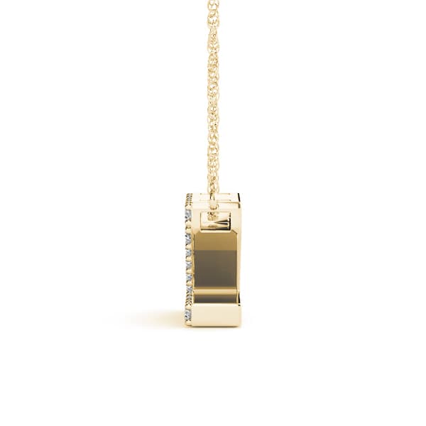 Initial Z Pendant, Side view in yellow gold
