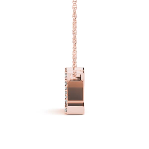 Initial Z Pendant, Side view in rose gold