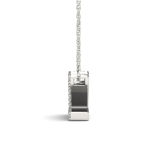 Initial Z Pendant, Side view in white gold or platinum