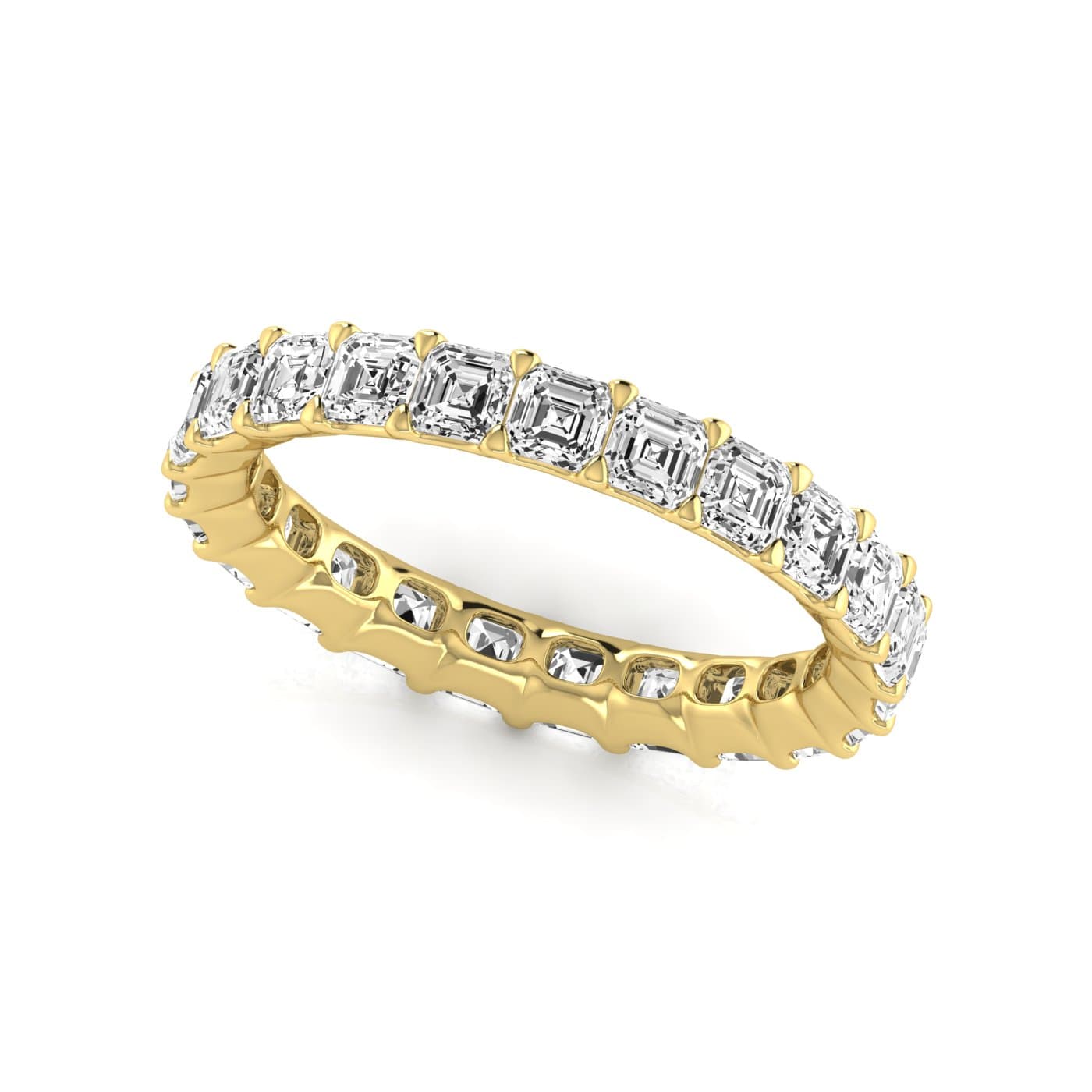 Full Eternity Asscher Diamond Wedding Band (2 ct. tw.), Front view in yellow gold