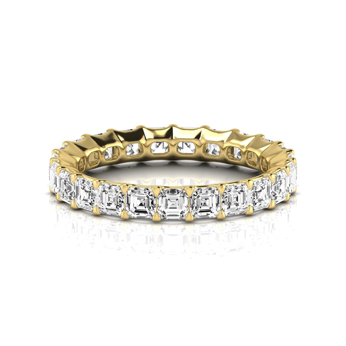 Full Eternity Asscher Diamond Wedding Band (2 ct. tw.), Side view in yellow gold