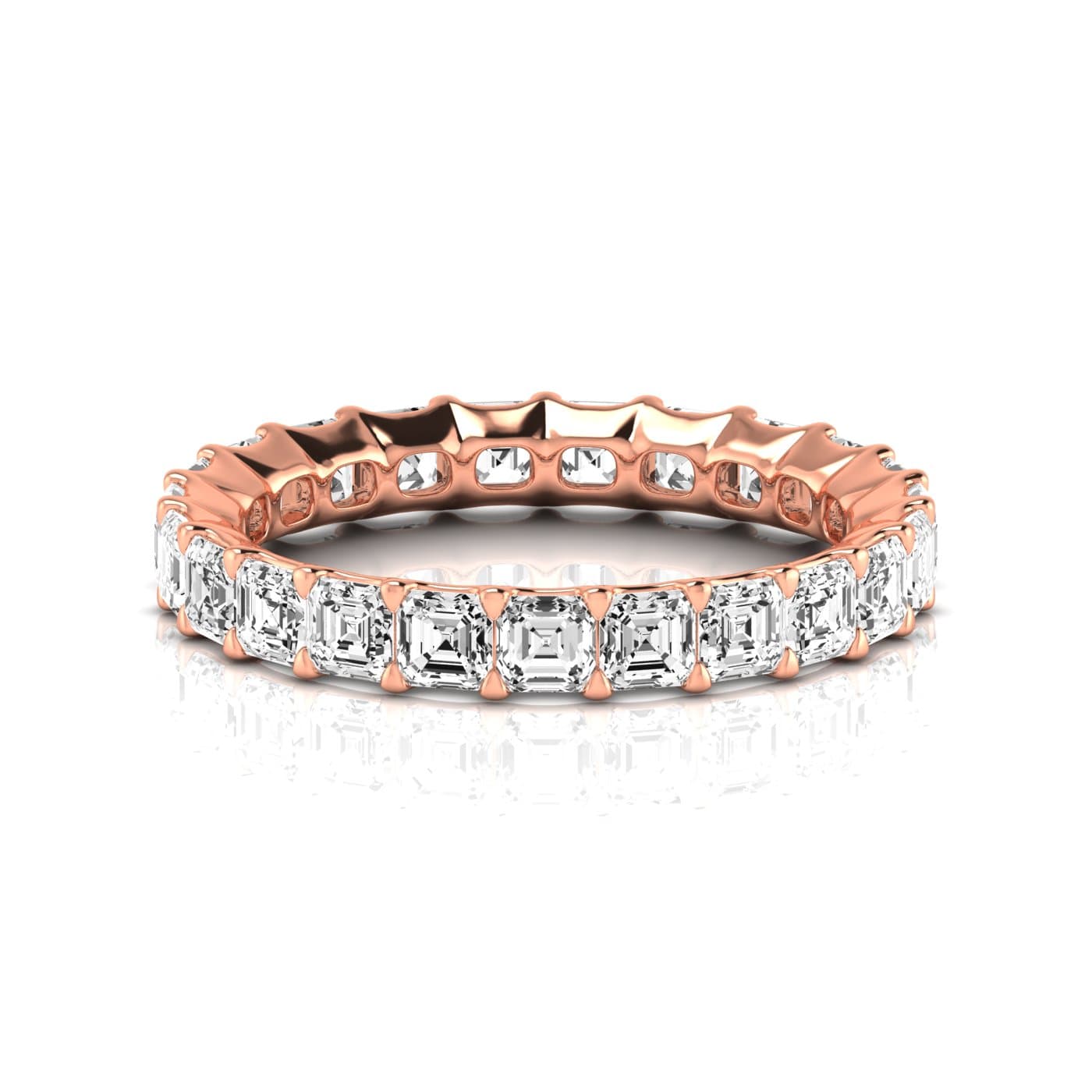 Full Eternity Asscher Diamond Wedding Band (2 ct. tw.), Side view in rose gold