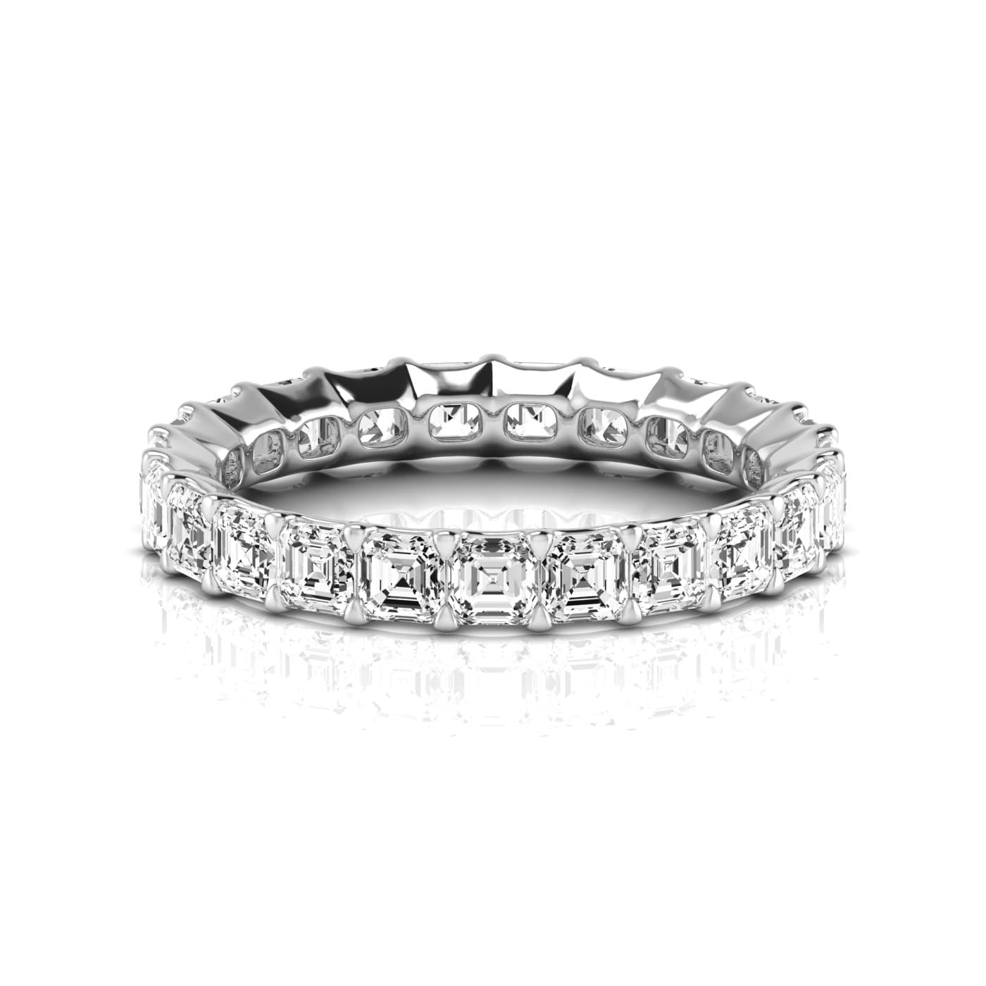 Full Eternity Asscher Diamond Wedding Band (2.2 ct. tw.), Side view in white gold or platinum