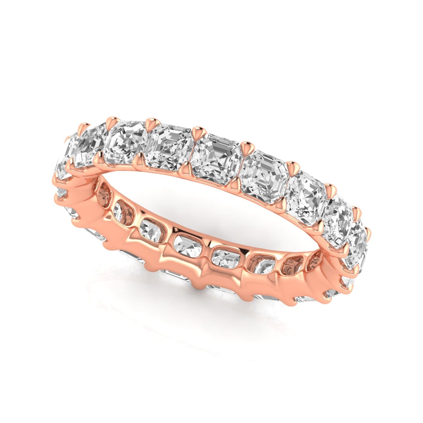 Full Eternity Asscher Diamond Wedding Band (4 ct. tw.), Front view in rose gold