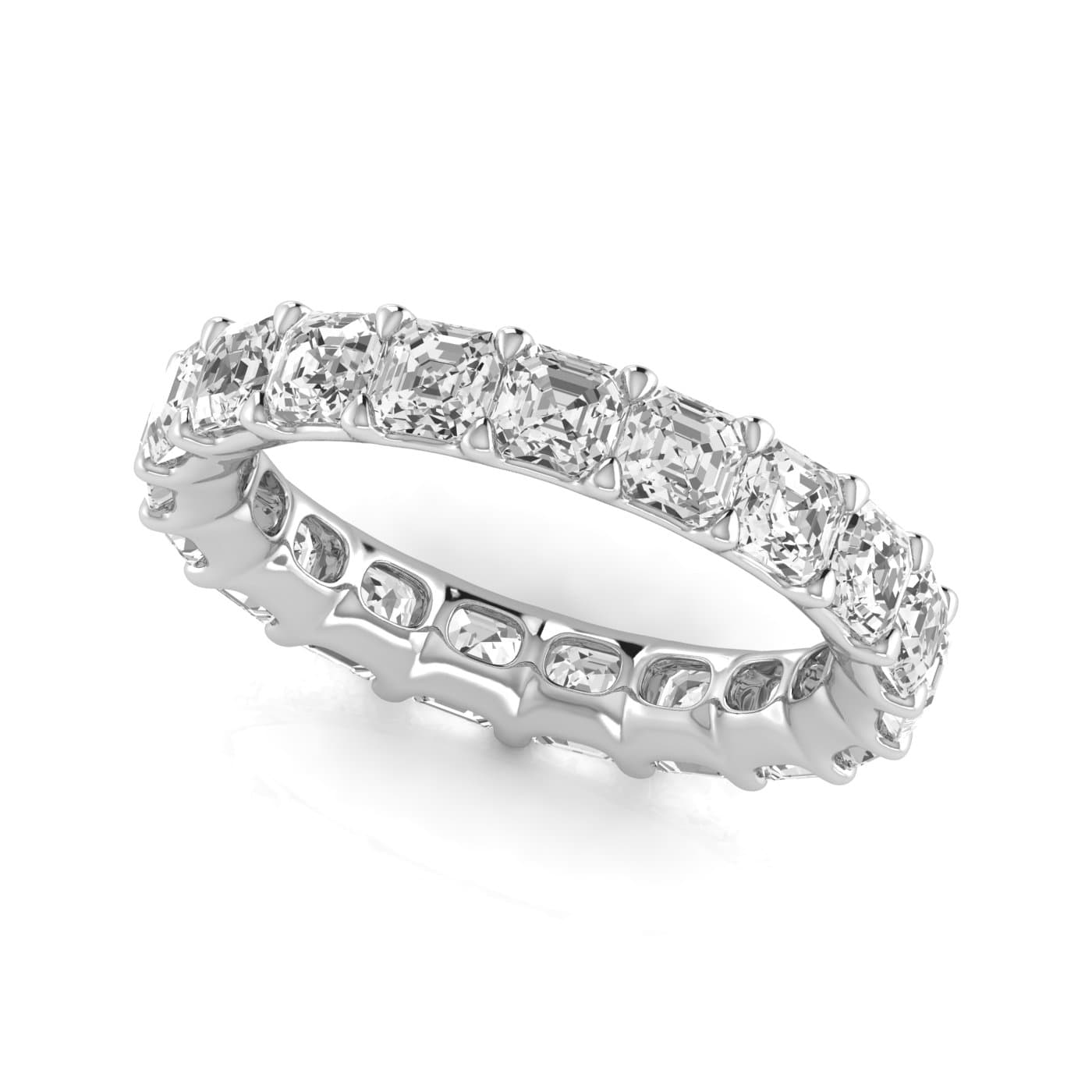 Full Eternity Asscher Diamond Wedding Ba — View 1