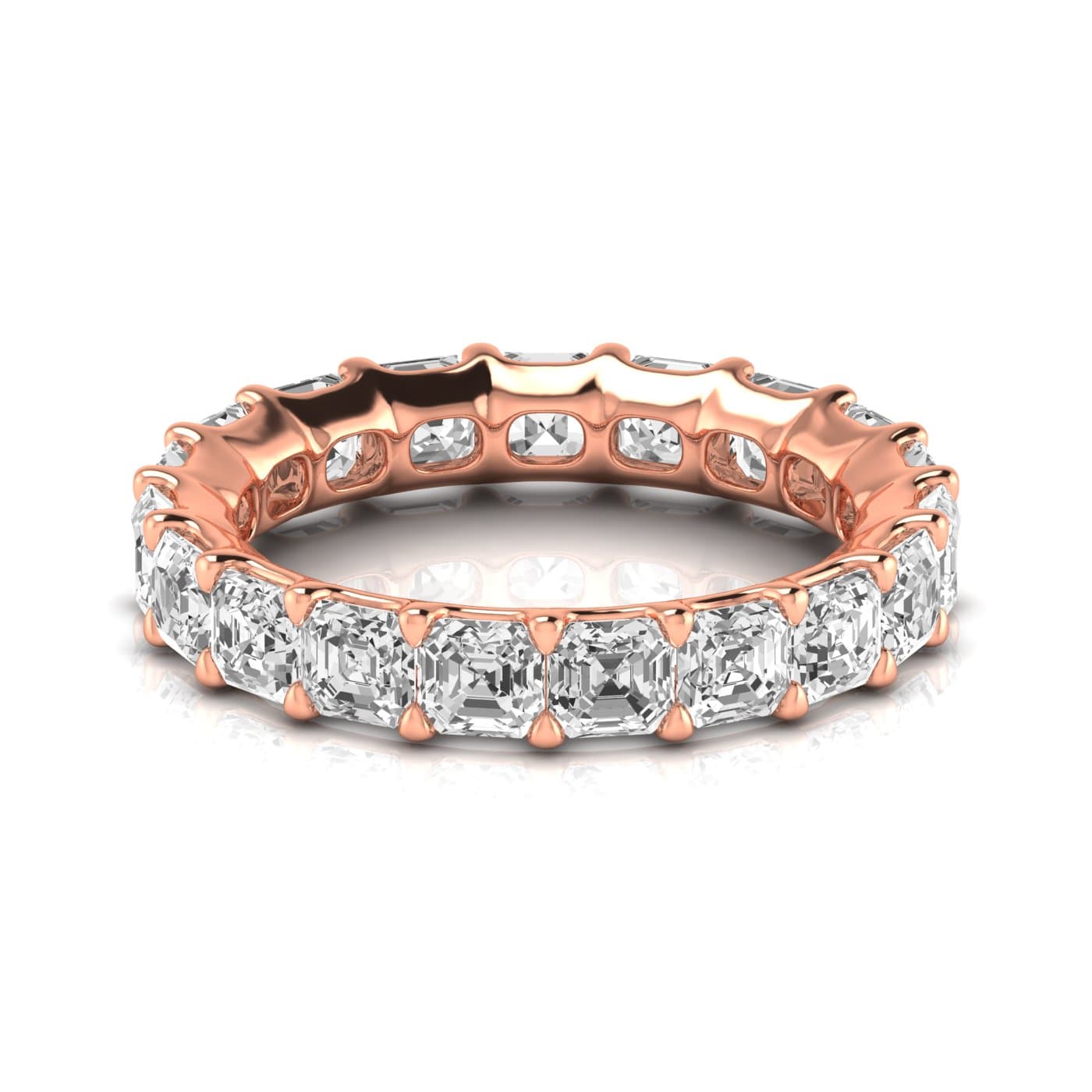 Full Eternity Asscher Diamond Wedding Band (4 ct. tw.), Side view in rose gold