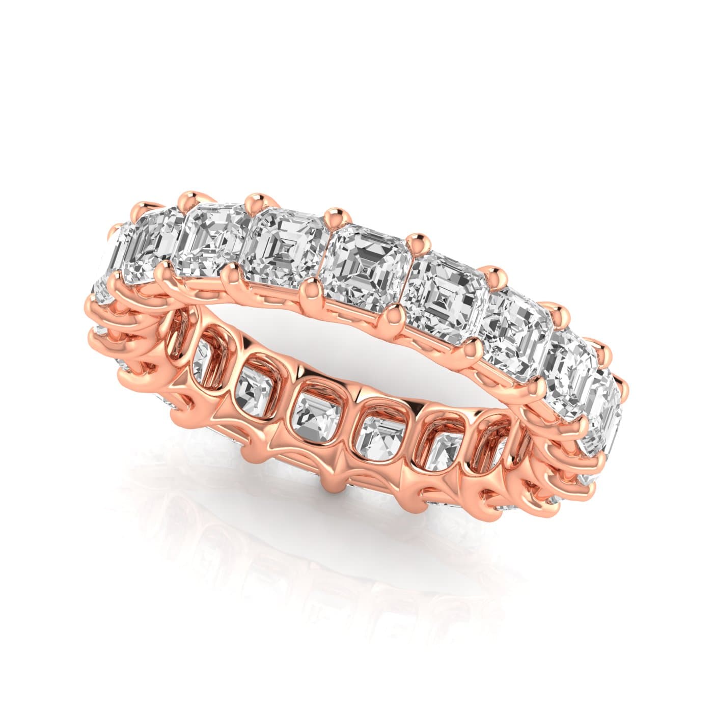 Full Eternity Asscher Diamond Wedding Band (5 ct. tw.), Front view in rose gold
