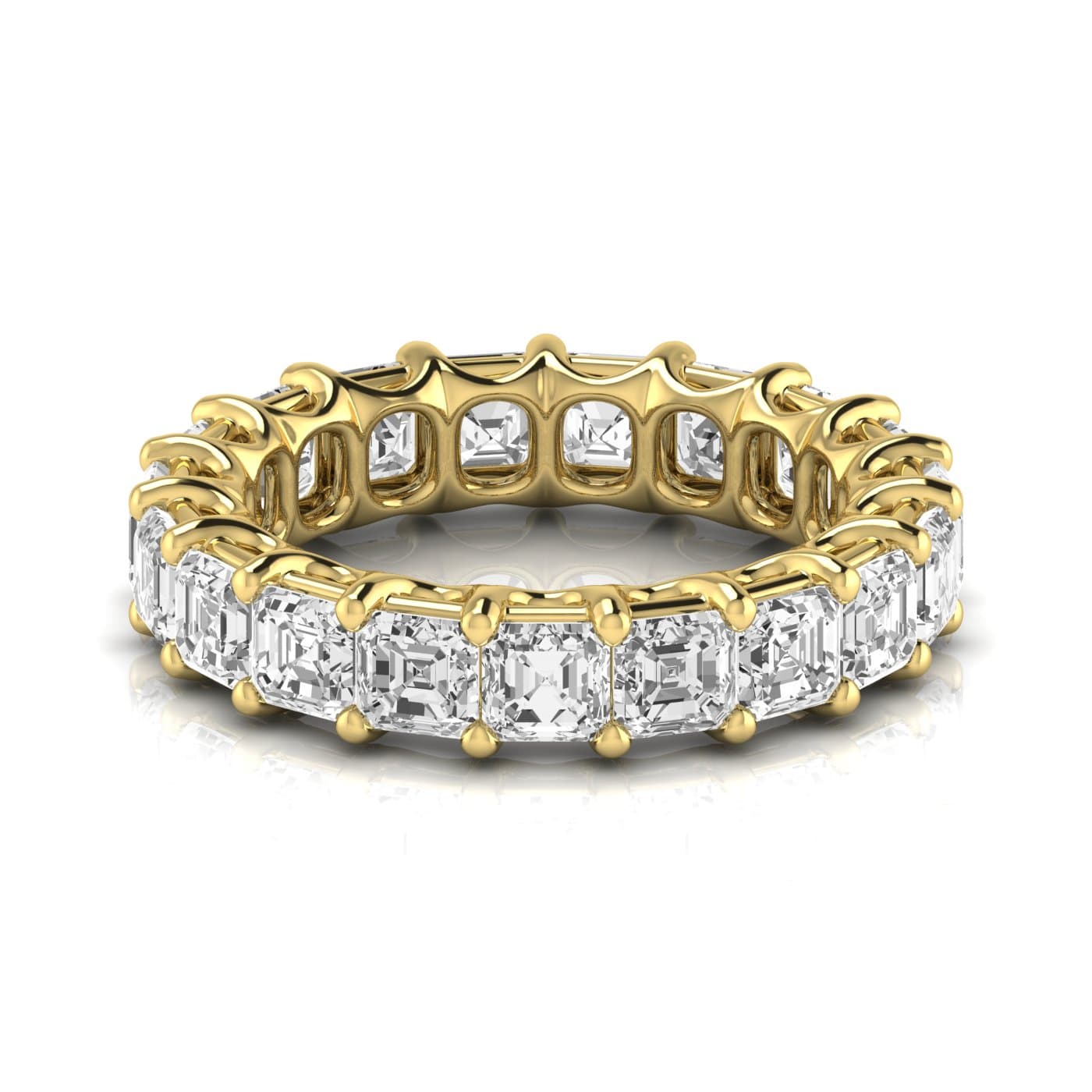 Full Eternity Asscher Diamond Wedding Band (5 ct. tw.), Side view in yellow gold