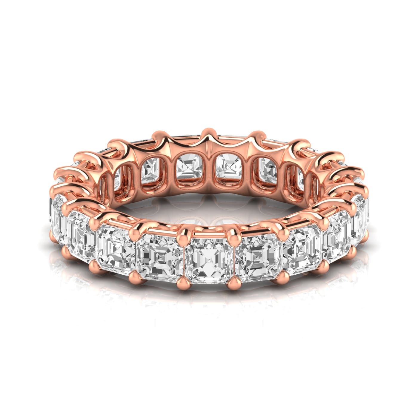 Full Eternity Asscher Diamond Wedding Band (5 ct. tw.), Side view in rose gold