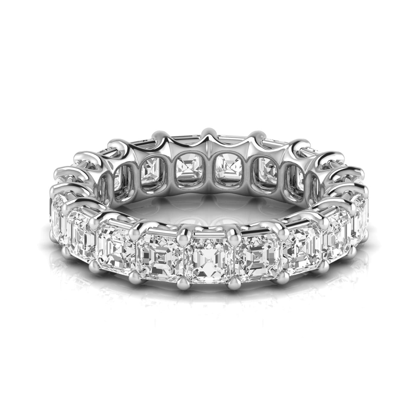 Full Eternity Asscher Diamond Wedding Band (5 ct. tw.), Side view in white gold or platinum