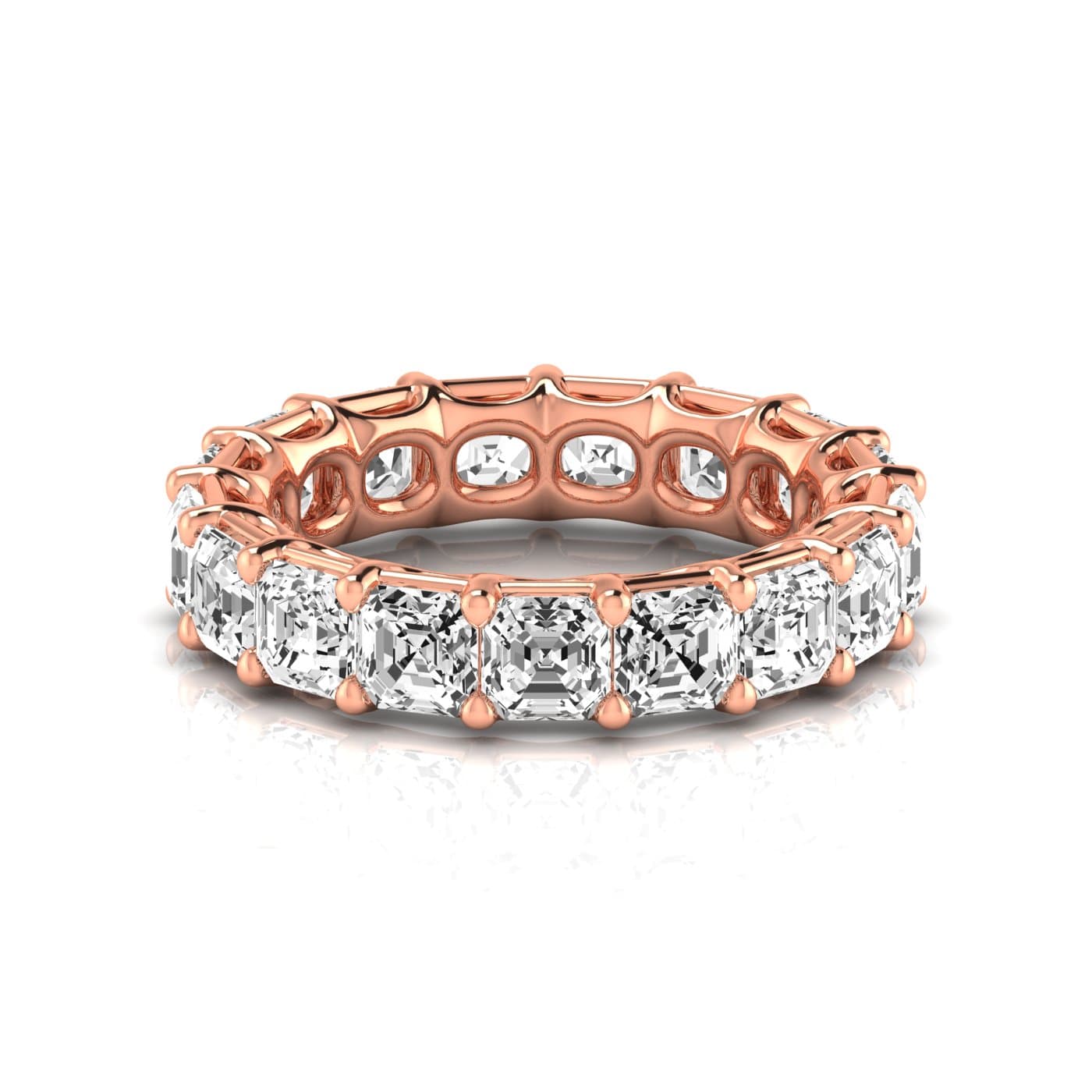 Full Eternity Asscher Diamond Wedding Band (5.94 ct. tw.), Side view in rose gold
