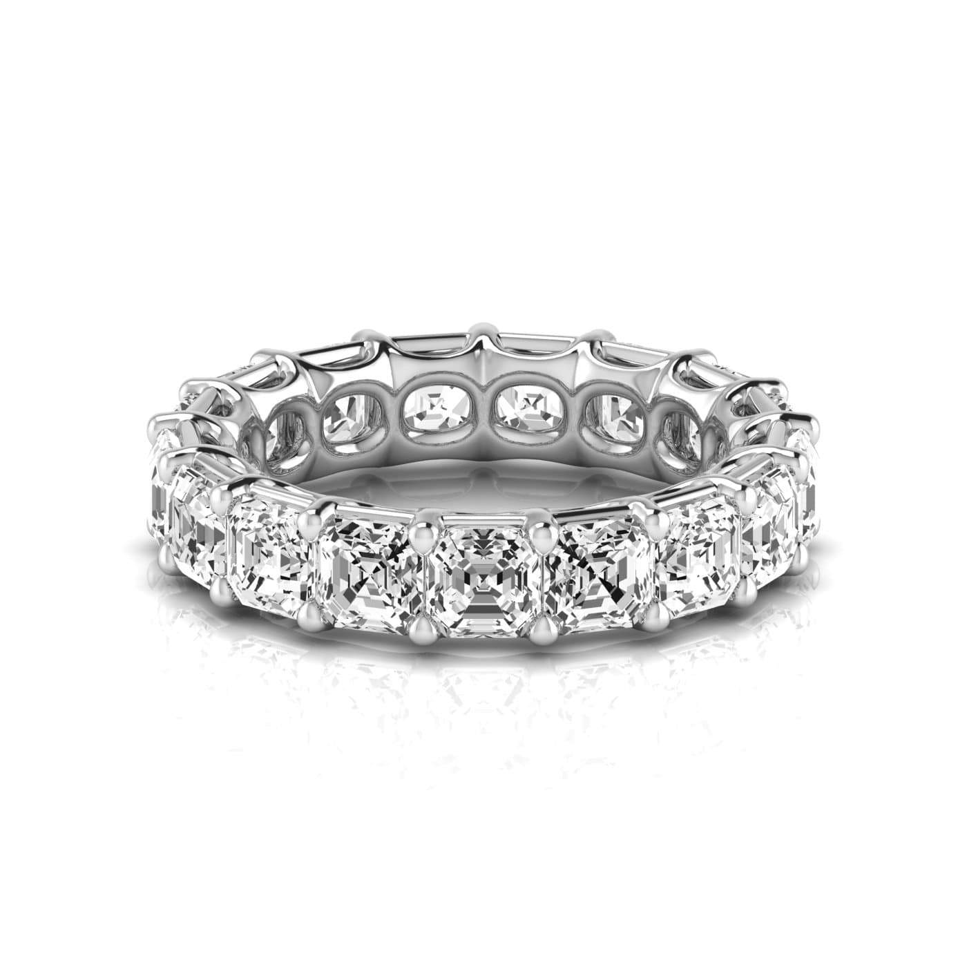 Full Eternity Asscher Diamond Wedding Band (5.94 ct. tw.), Side view in white gold or platinum