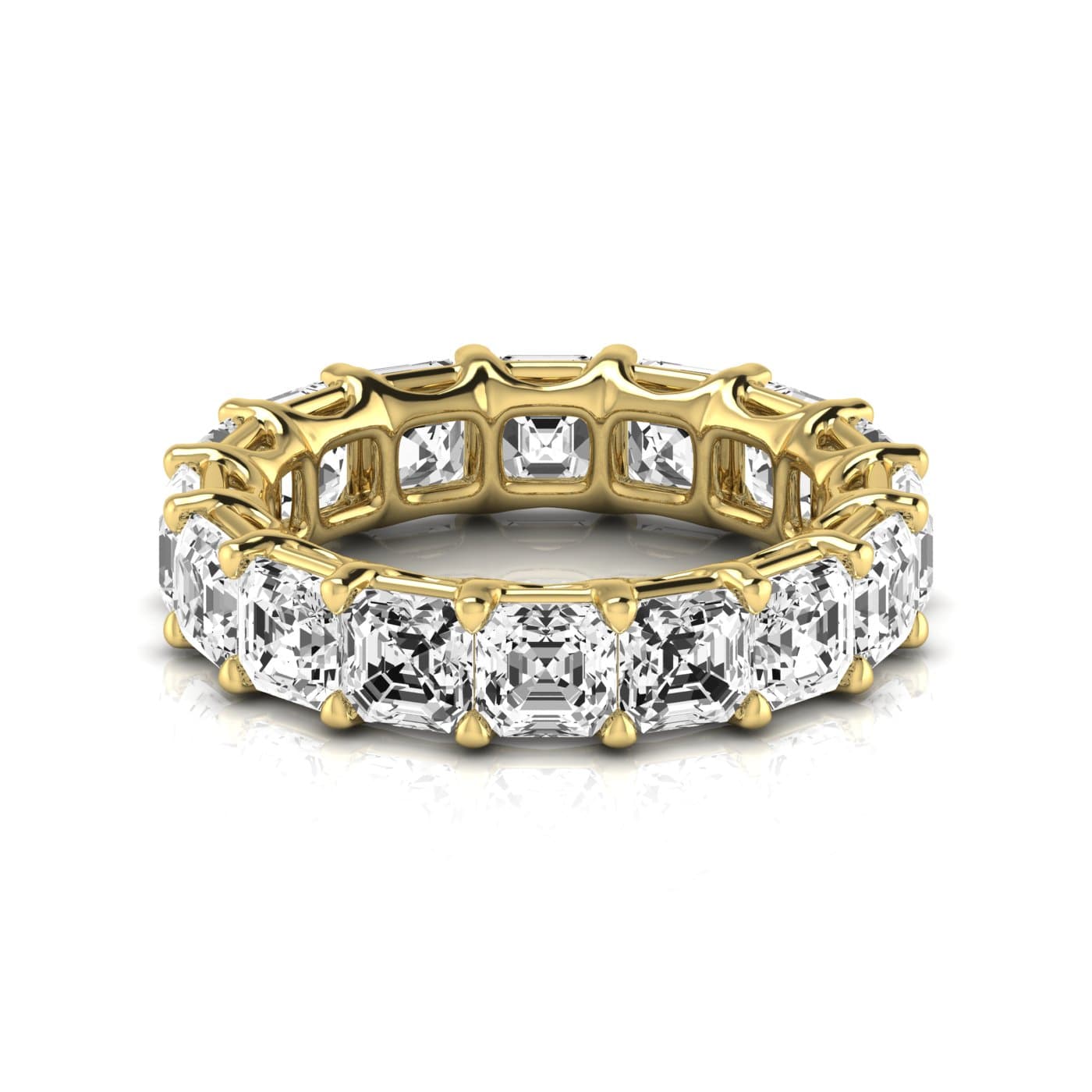 Full Eternity Asscher Diamond Wedding Band (9 ct. tw.), Side view in yellow gold
