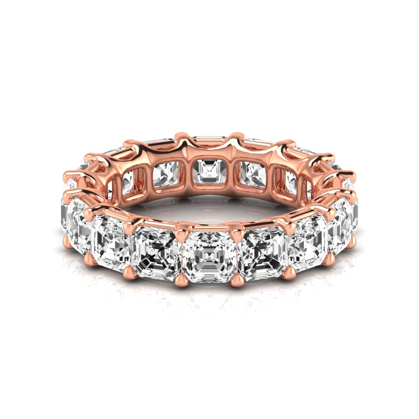 Full Eternity Asscher Diamond Wedding Band (9 ct. tw.), Side view in rose gold