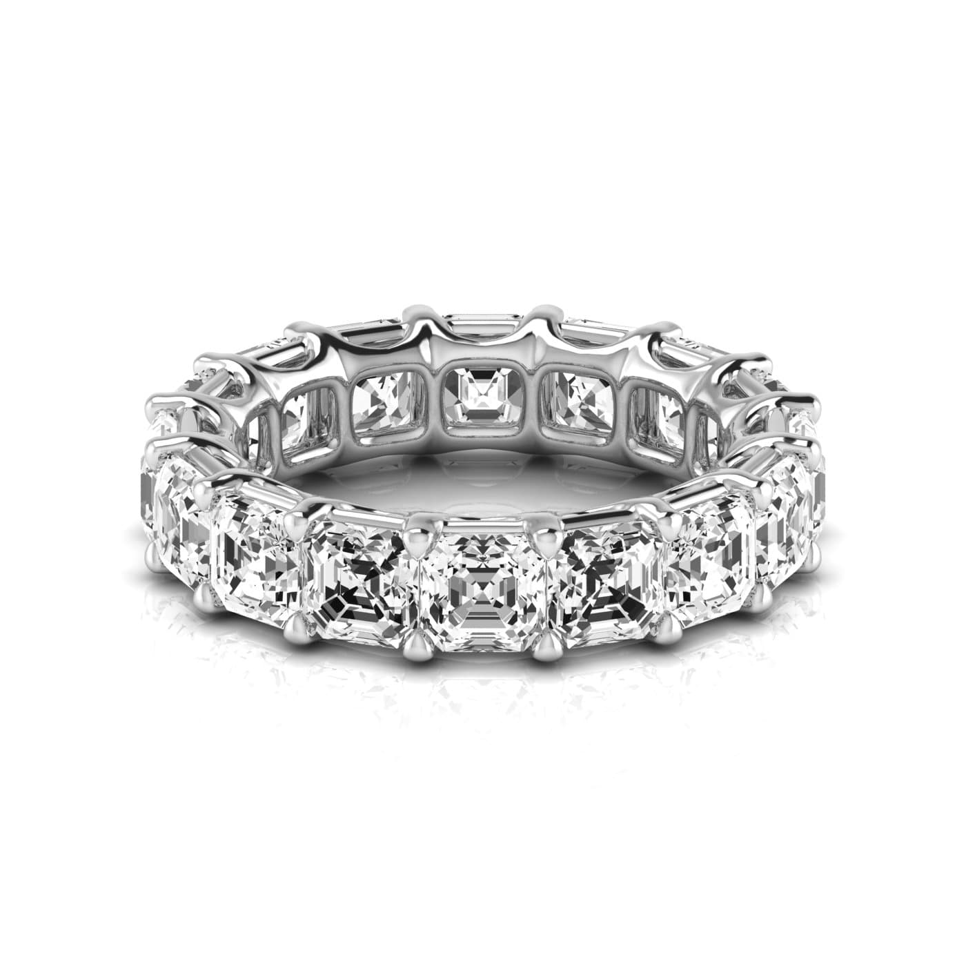 Full Eternity Asscher Diamond Wedding Band (8 ct. tw.), Side view in white gold or platinum
