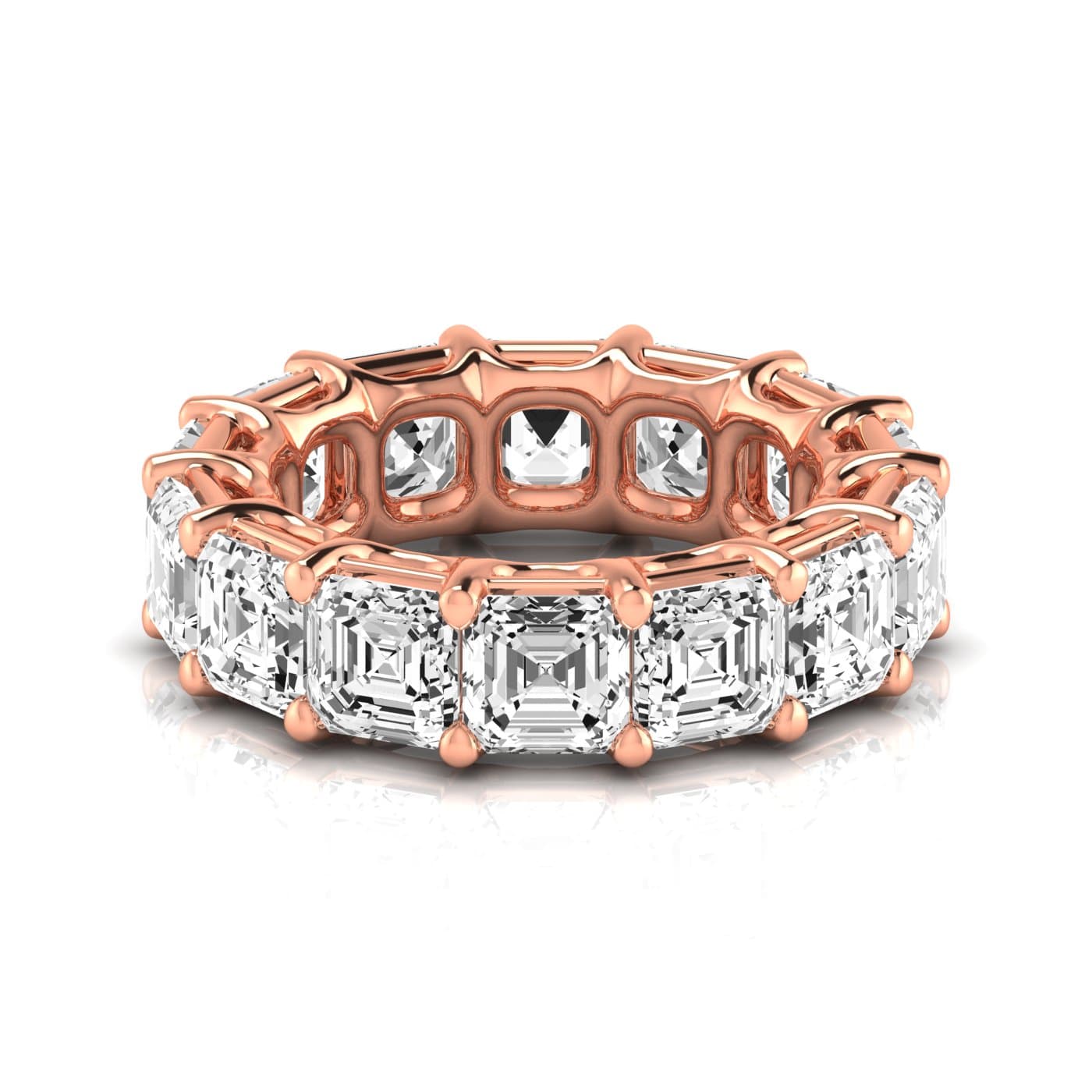 Full Eternity Asscher Diamond Wedding Band (10 1/2 ct. tw.), Side view in rose gold