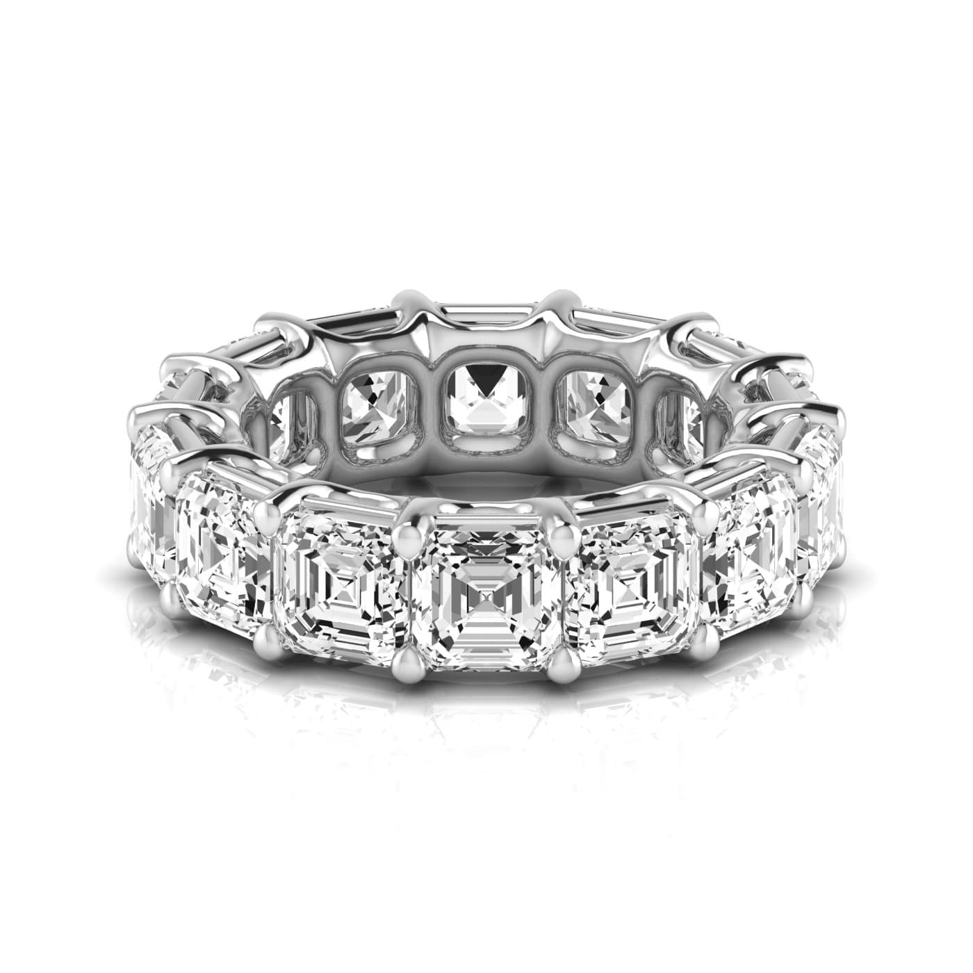 Full Eternity Asscher Diamond Wedding Band (12 ct. tw.), Side view in white gold or platinum