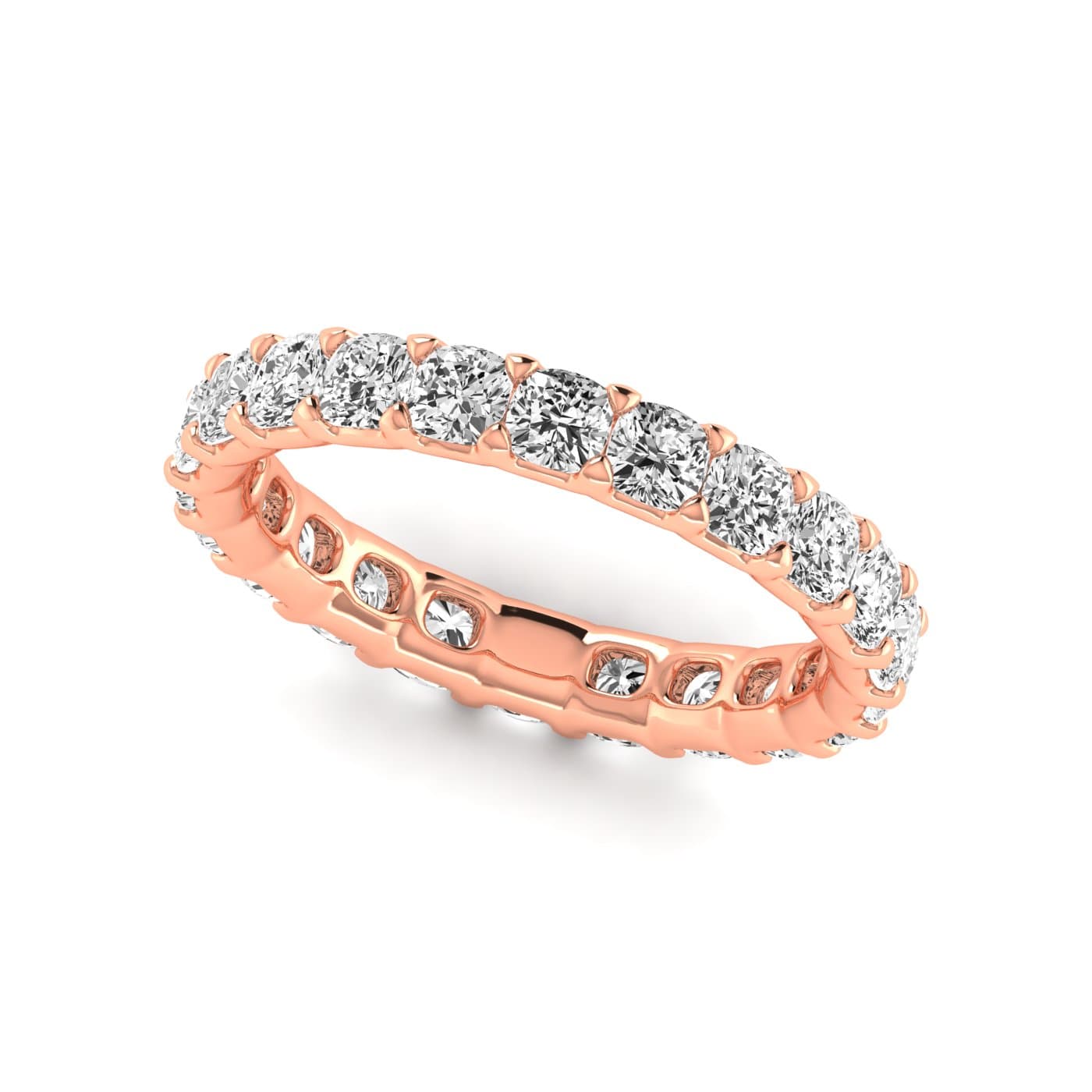 Full Eternity Cushion Diamond Wedding Band (2.2 ct. tw.), Front view in rose gold