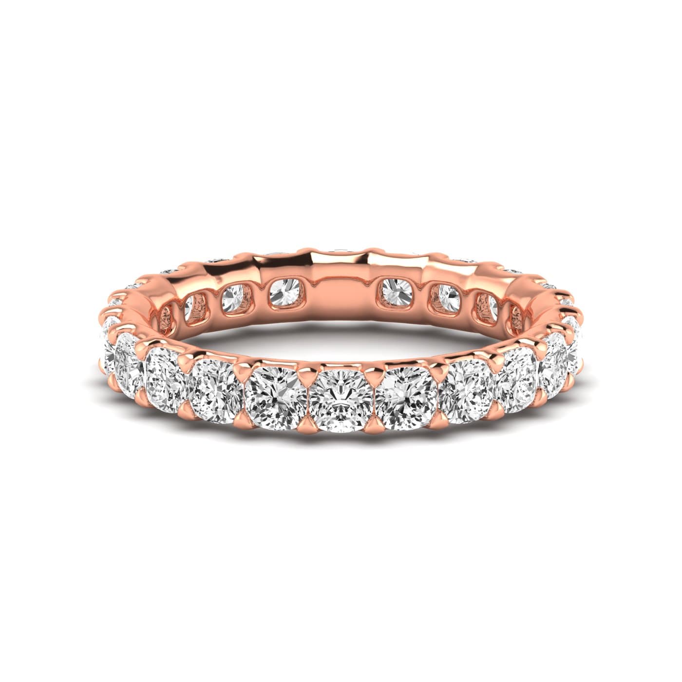 Full Eternity Cushion Diamond Wedding Band (2.2 ct. tw.), Side view in rose gold