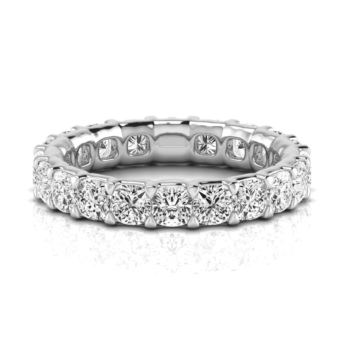 Full Eternity Cushion Diamond Wedding Band (4 ct. tw.), Side view in white gold or platinum
