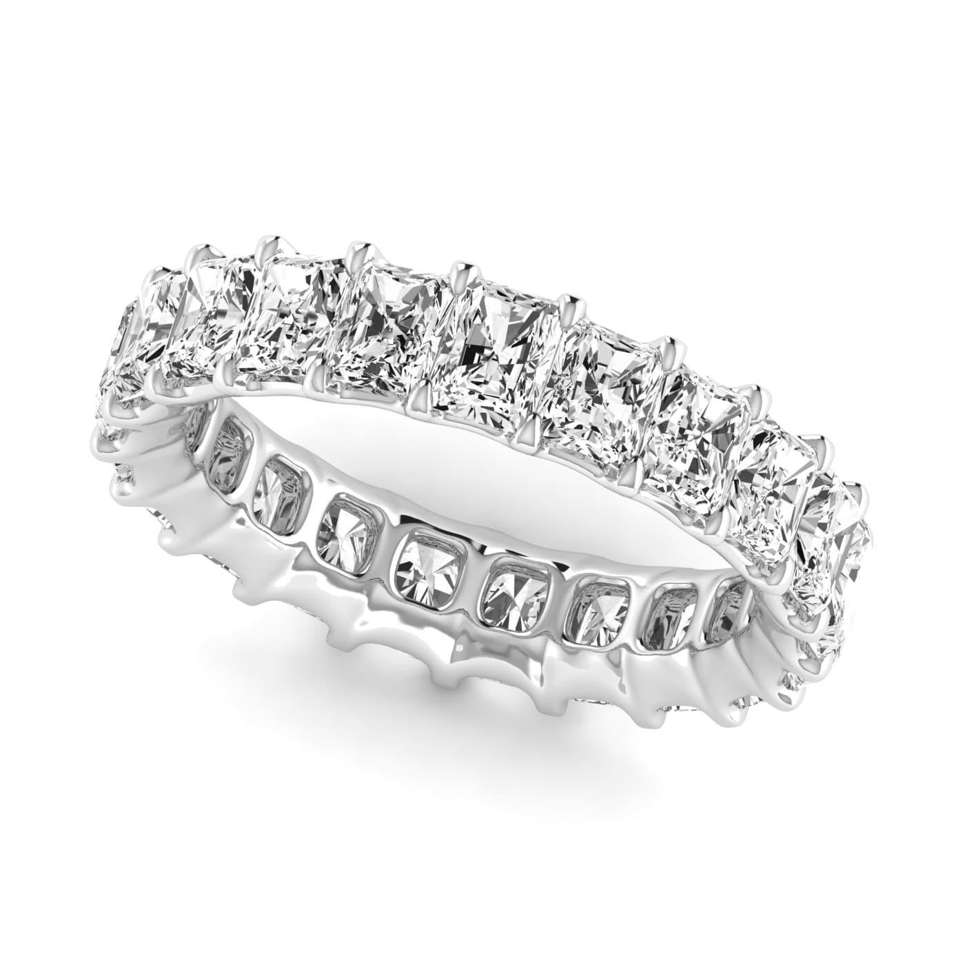 Full Eternity Cushion Diamond Wedding Band (5 ct. tw.), Front view in white gold or platinum