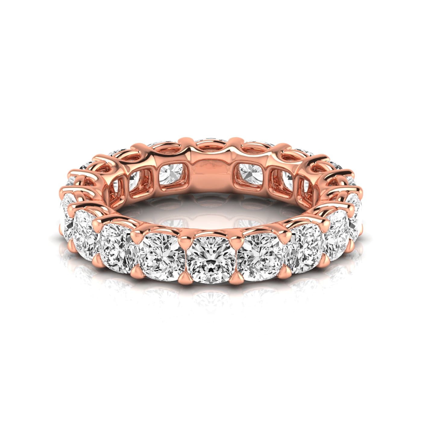 Full Eternity Cushion Diamond Wedding Band (5 1/8 ct. tw.), Side view in rose gold