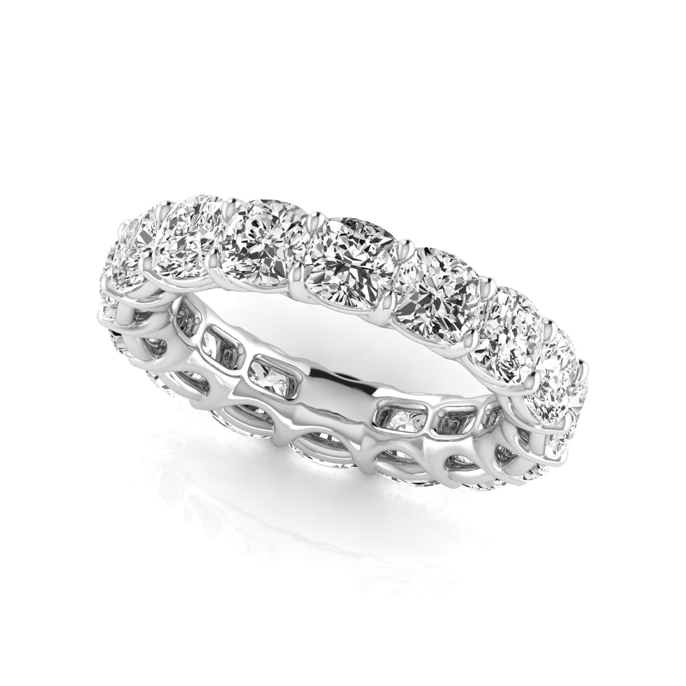 Full Eternity Cushion Diamond Wedding Ba — View 1