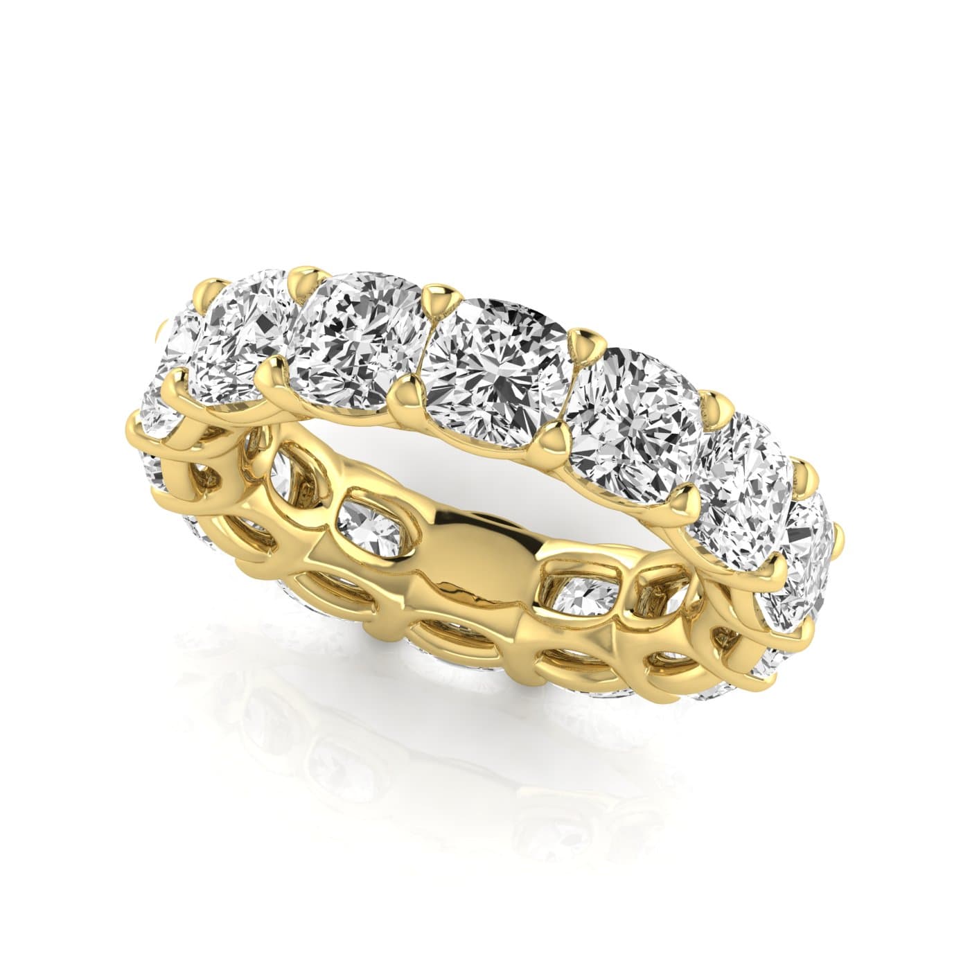 Full Eternity Cushion Diamond Wedding Band (12 ct. tw.), Front view in yellow gold