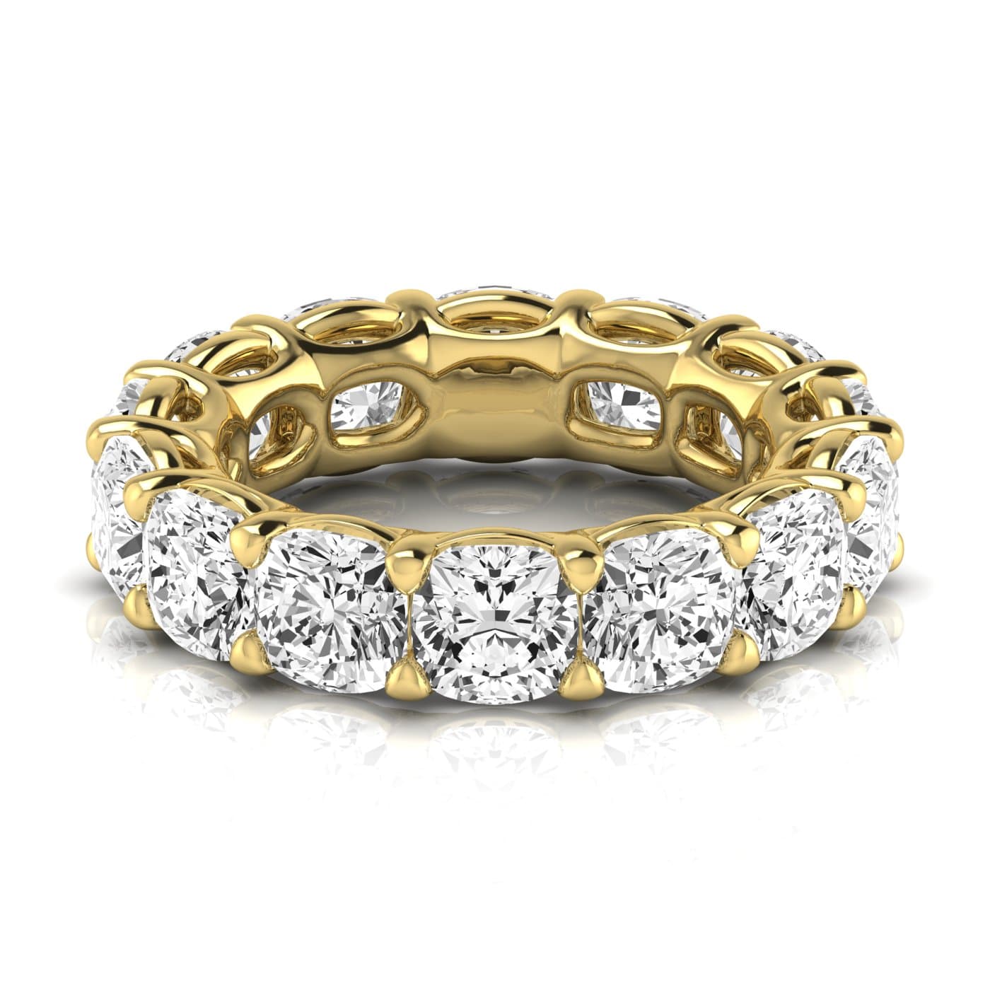 Full Eternity Cushion Diamond Wedding Band (12 ct. tw.), Side view in yellow gold