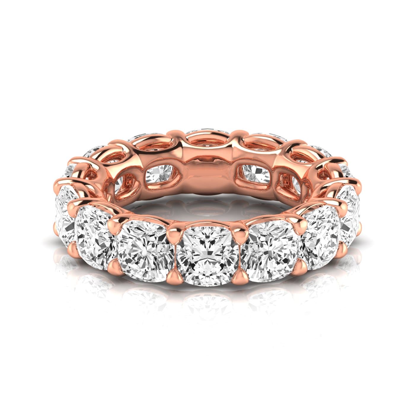 Full Eternity Cushion Diamond Wedding Band (10 1/2 ct. tw.), Side view in rose gold