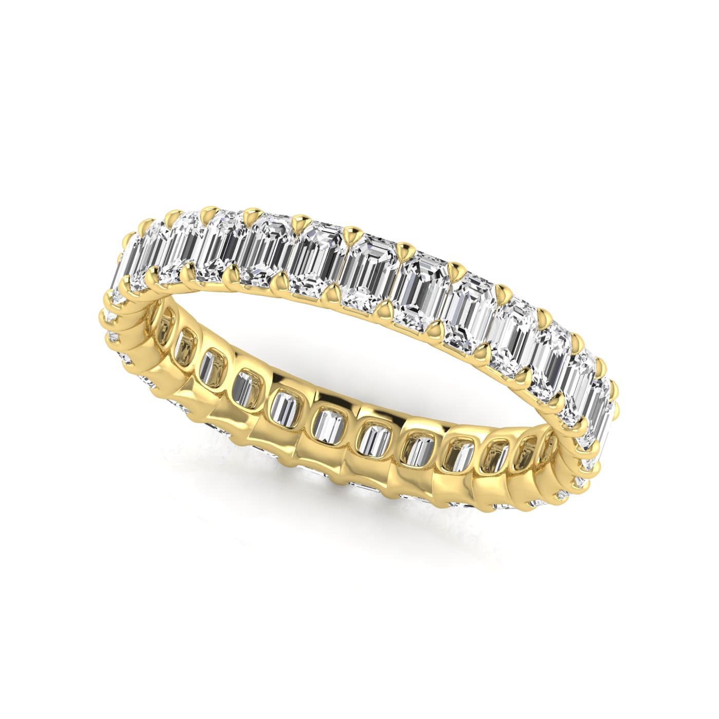 Diamond Emerald Cut Eternity Band (2 5/8 ct. tw.), Front view in yellow gold