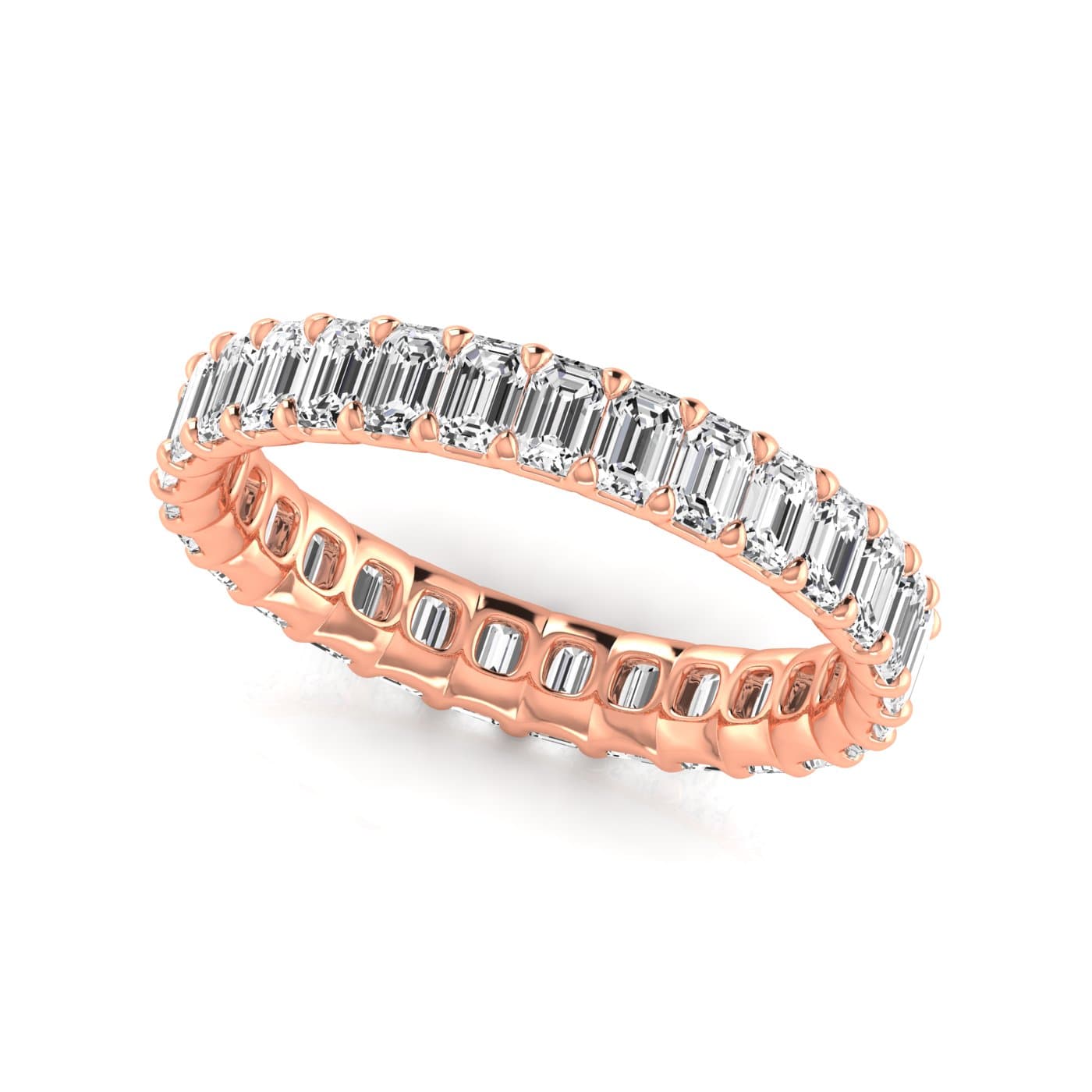 Diamond Emerald Cut Eternity Band (2.7 ct. tw.), Front view in rose gold