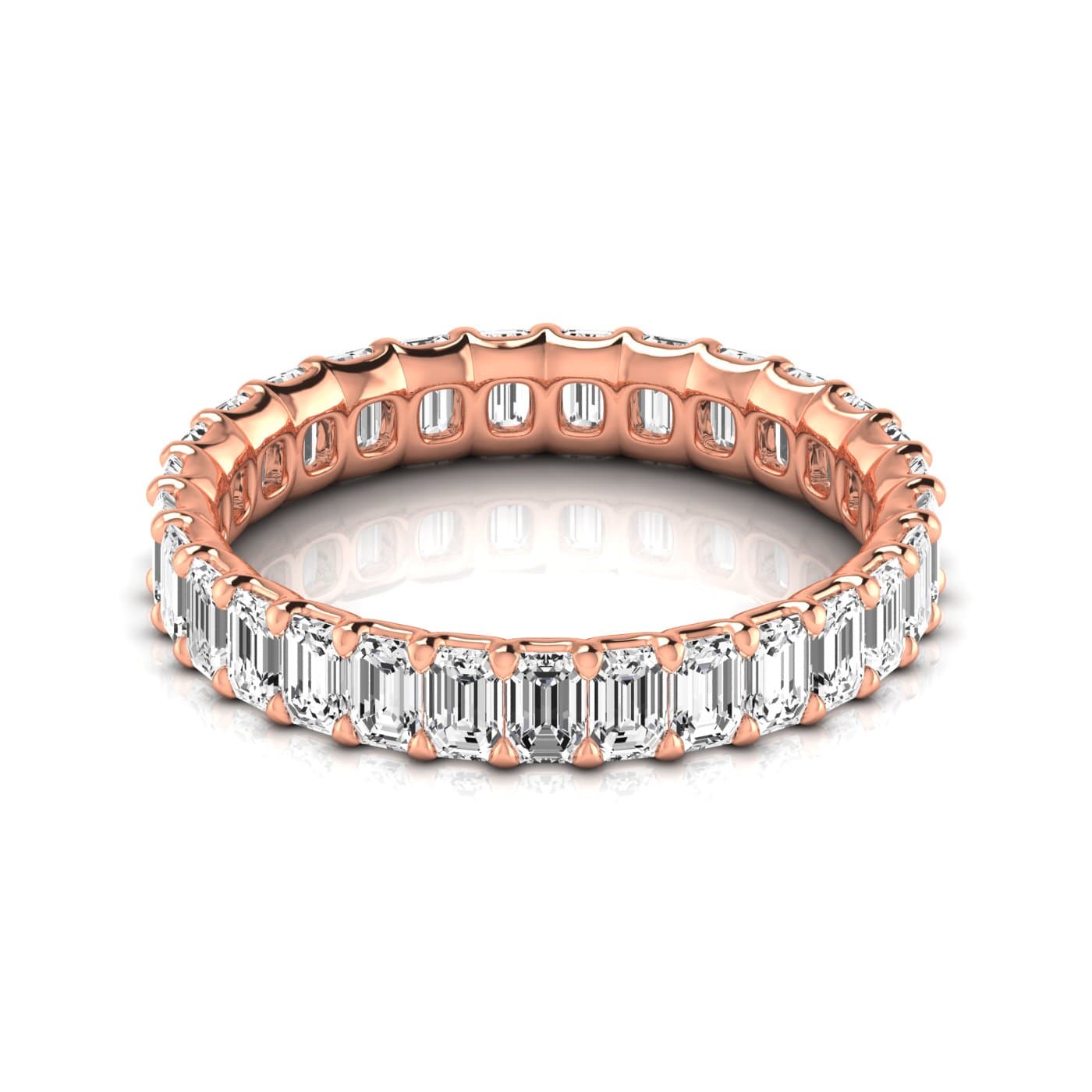 Diamond Emerald Cut Eternity Band (2.7 ct. tw.), Side view in rose gold