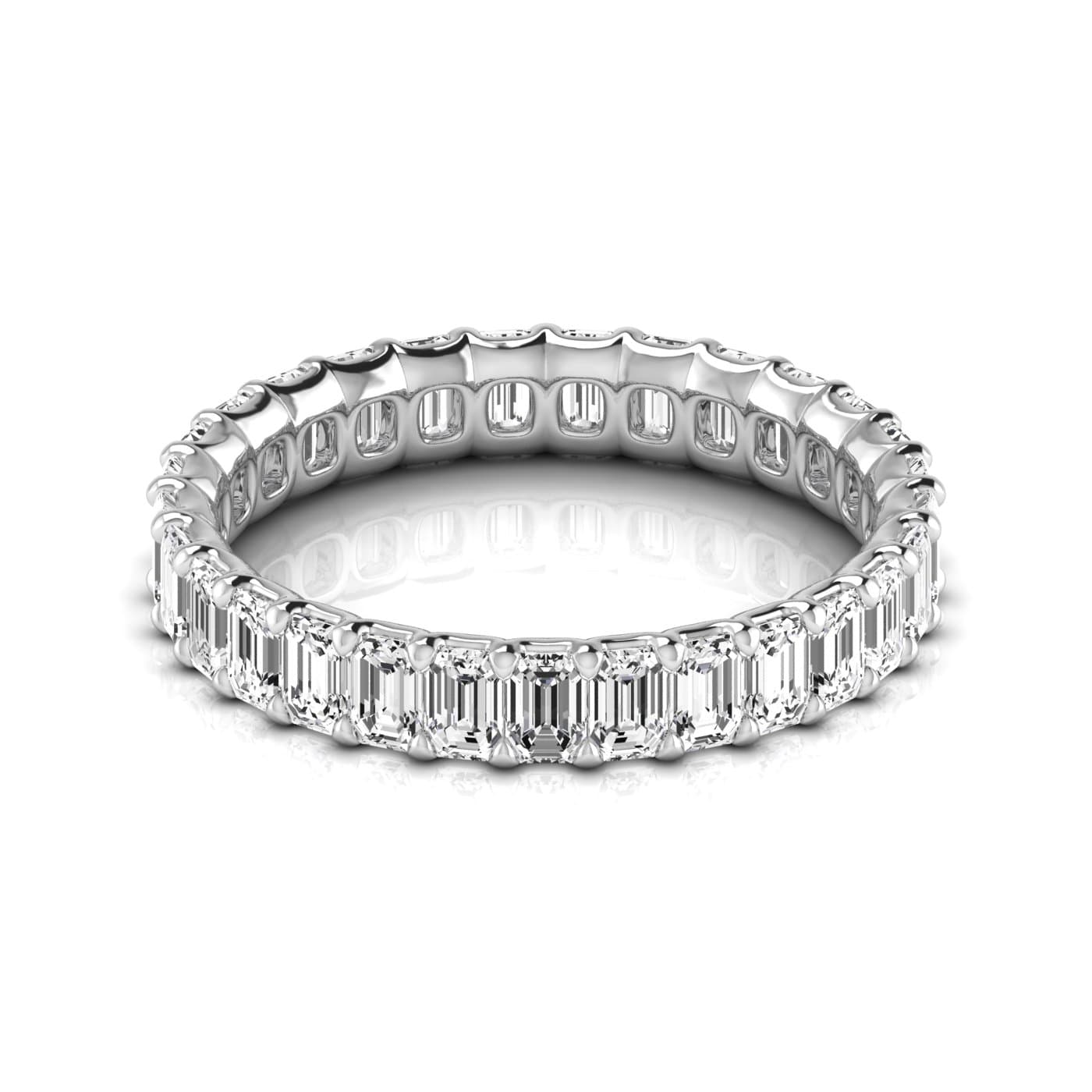Diamond Emerald Cut Eternity Band (2.7 ct. tw.), Side view in white gold or platinum