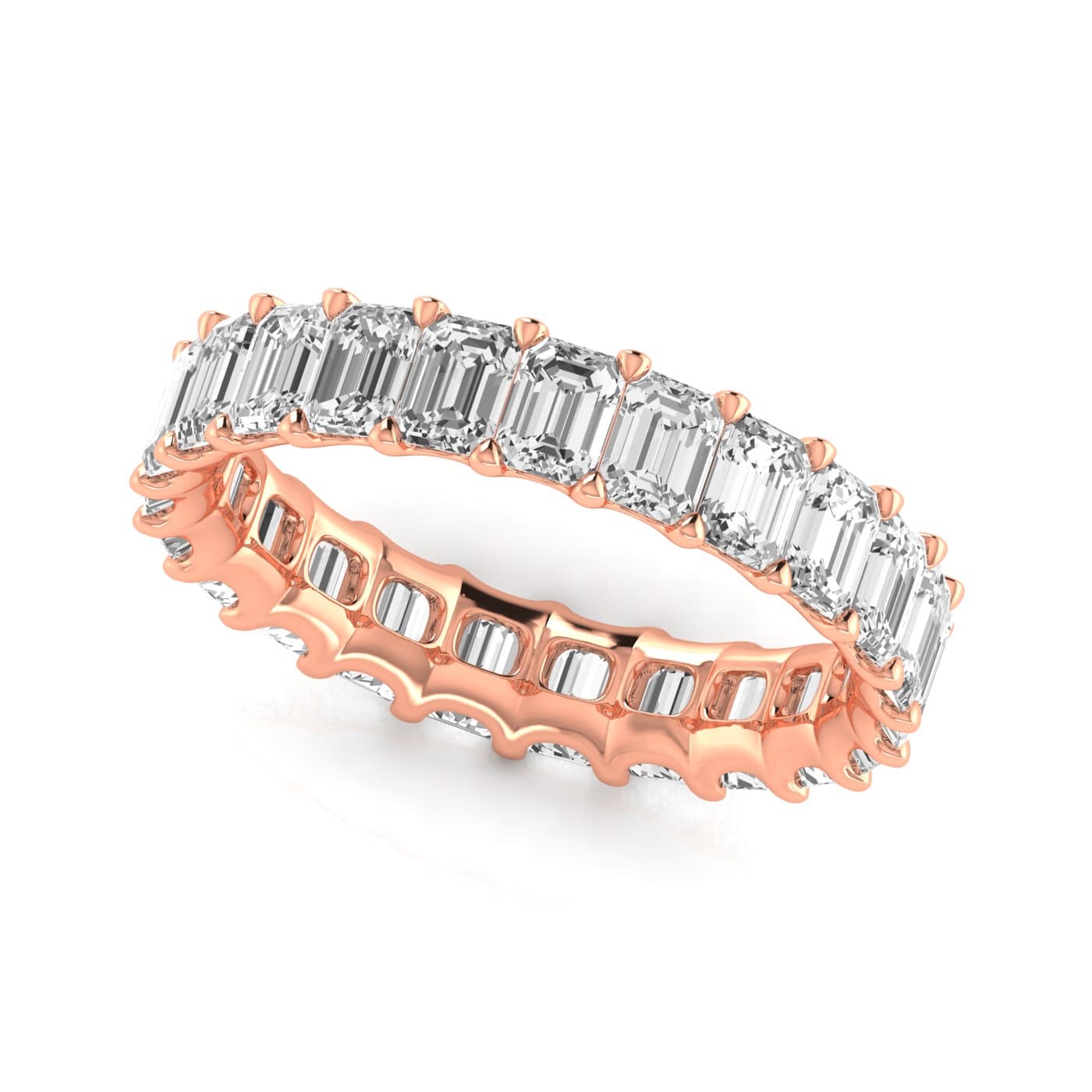 Diamond Emerald Cut Eternity Band (4 ct. tw.), Front view in rose gold